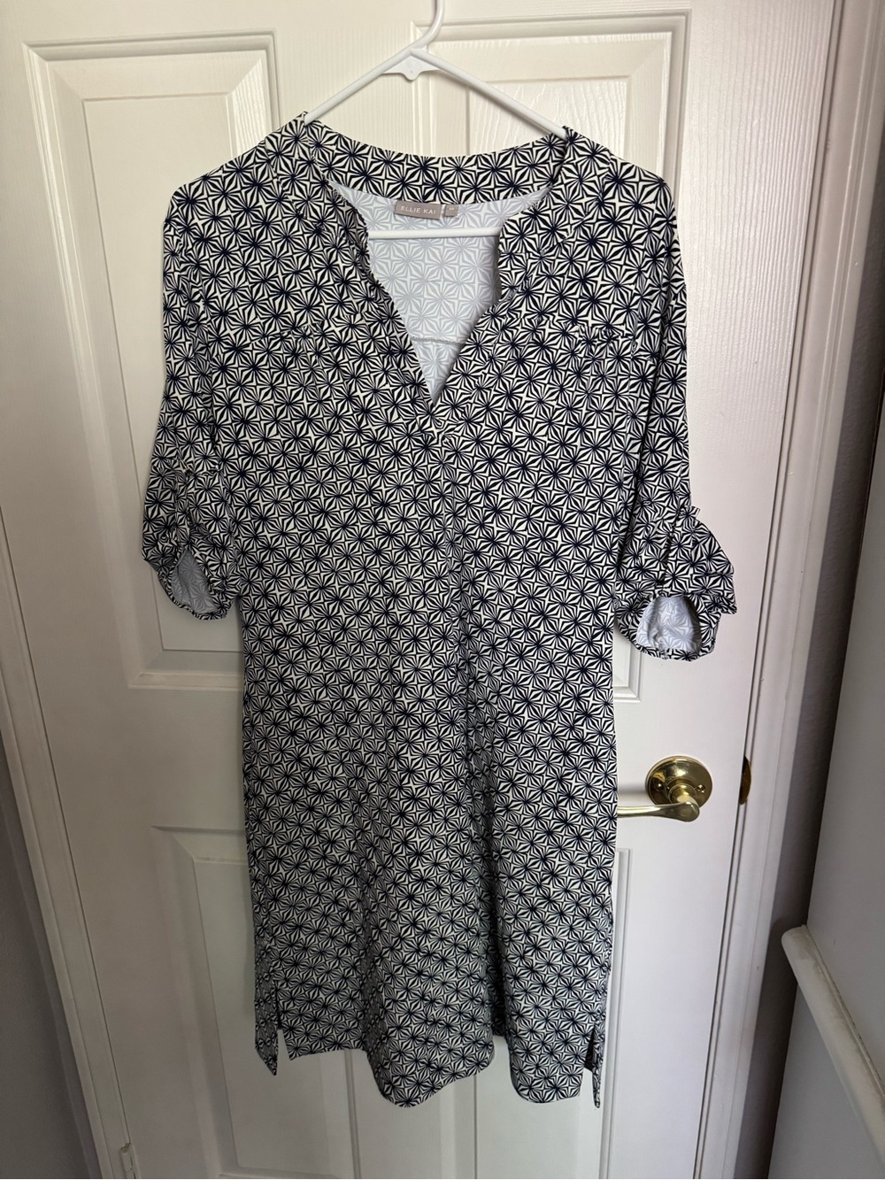 Navy & White Geometric Mini Dress